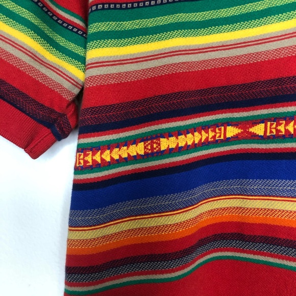 Ralph Lauren Polo Aztec Striped Polo Top Medium - Picture 3 of 6